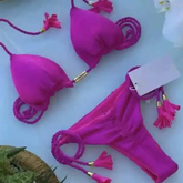 Solid Color Micro Thong Strappy Bikini